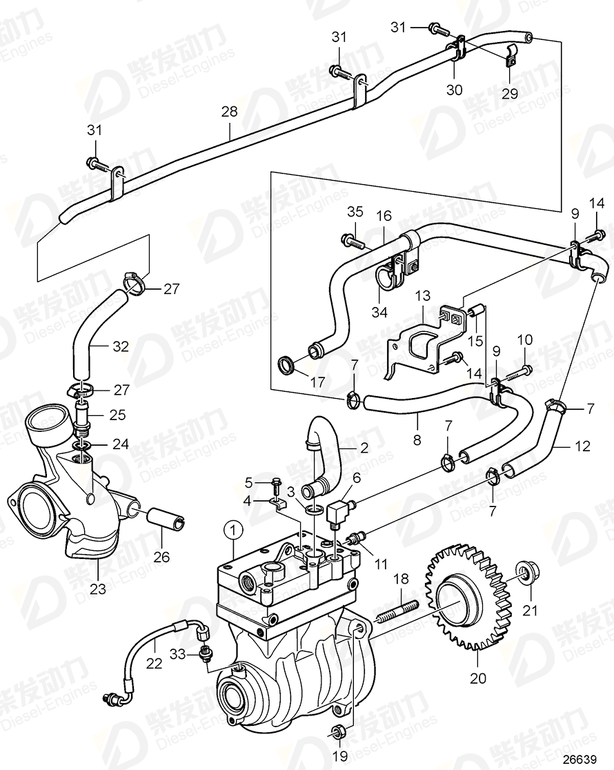 volvo penta Air compressor 20846000 Drawing volvo penta Air compressor 20846000 Drawing